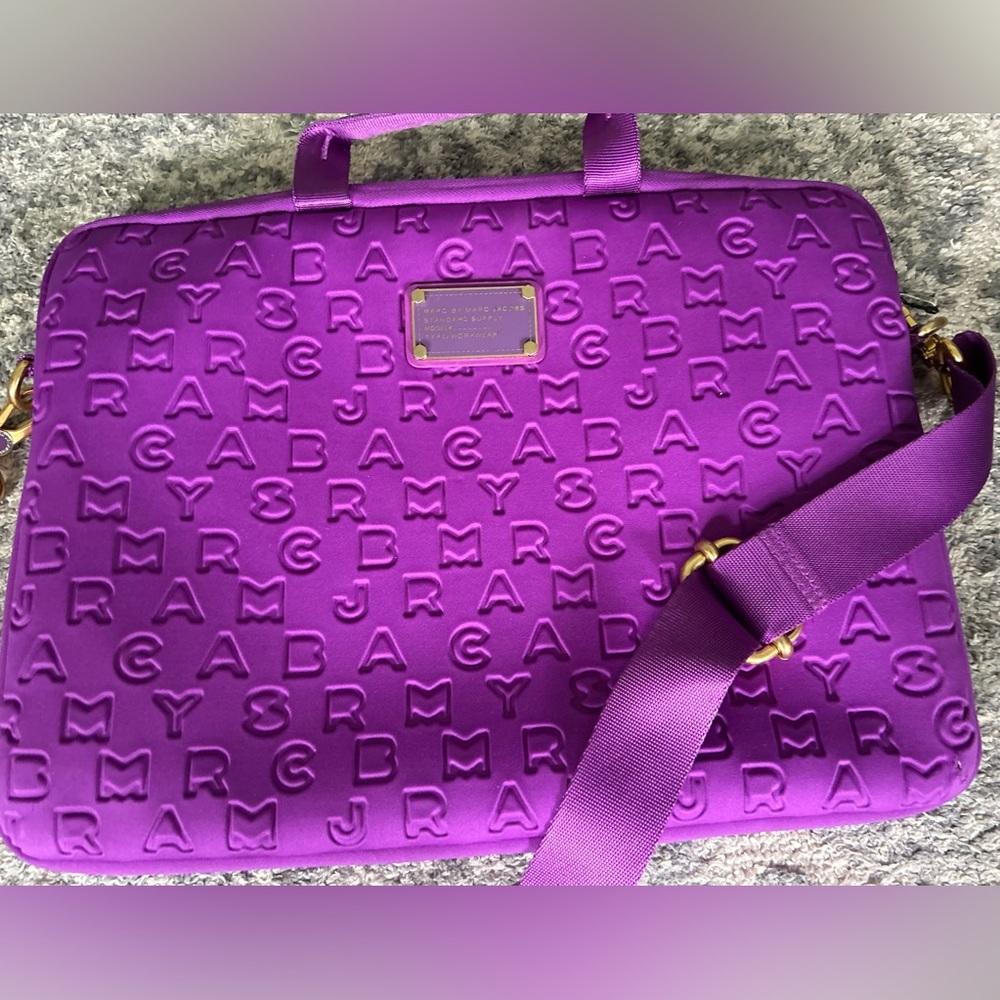 Marc Jacobs Purple Laptop Bag with Puzzle Pattern